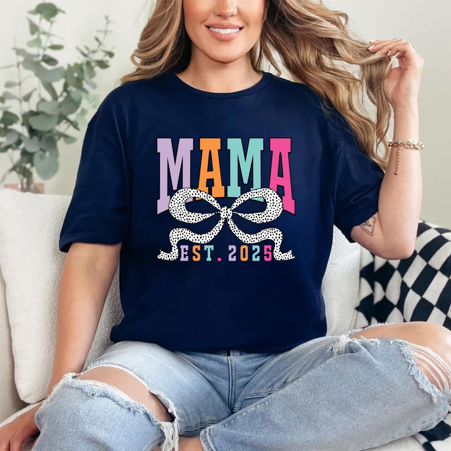 Mama Est. 2025 T-Shirt – New Mom Gift Tee, Pregnancy Announcement Shirt, First Time Mom Outfit, Cute Maternity Reveal Graphic Top US 03