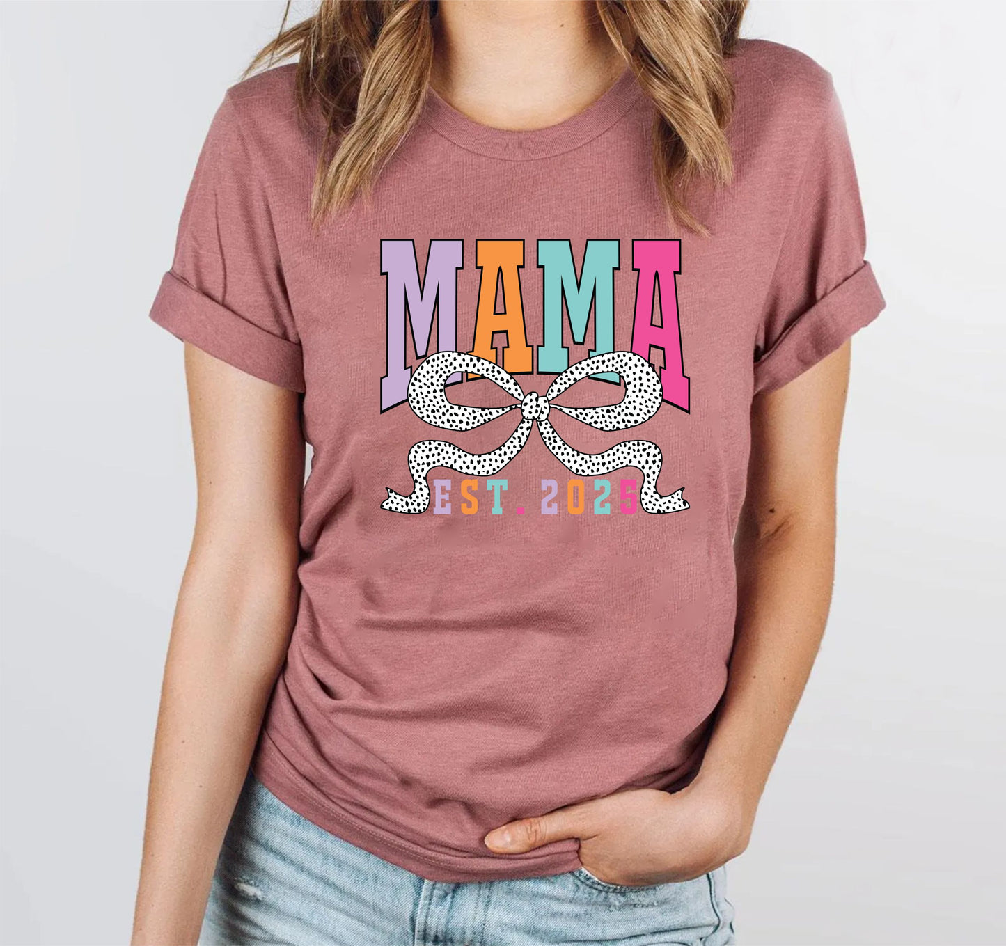 Mama Est. 2025 T-Shirt – New Mom Gift Tee, Pregnancy Announcement Shirt, First Time Mom Outfit, Cute Maternity Reveal Graphic Top US 03