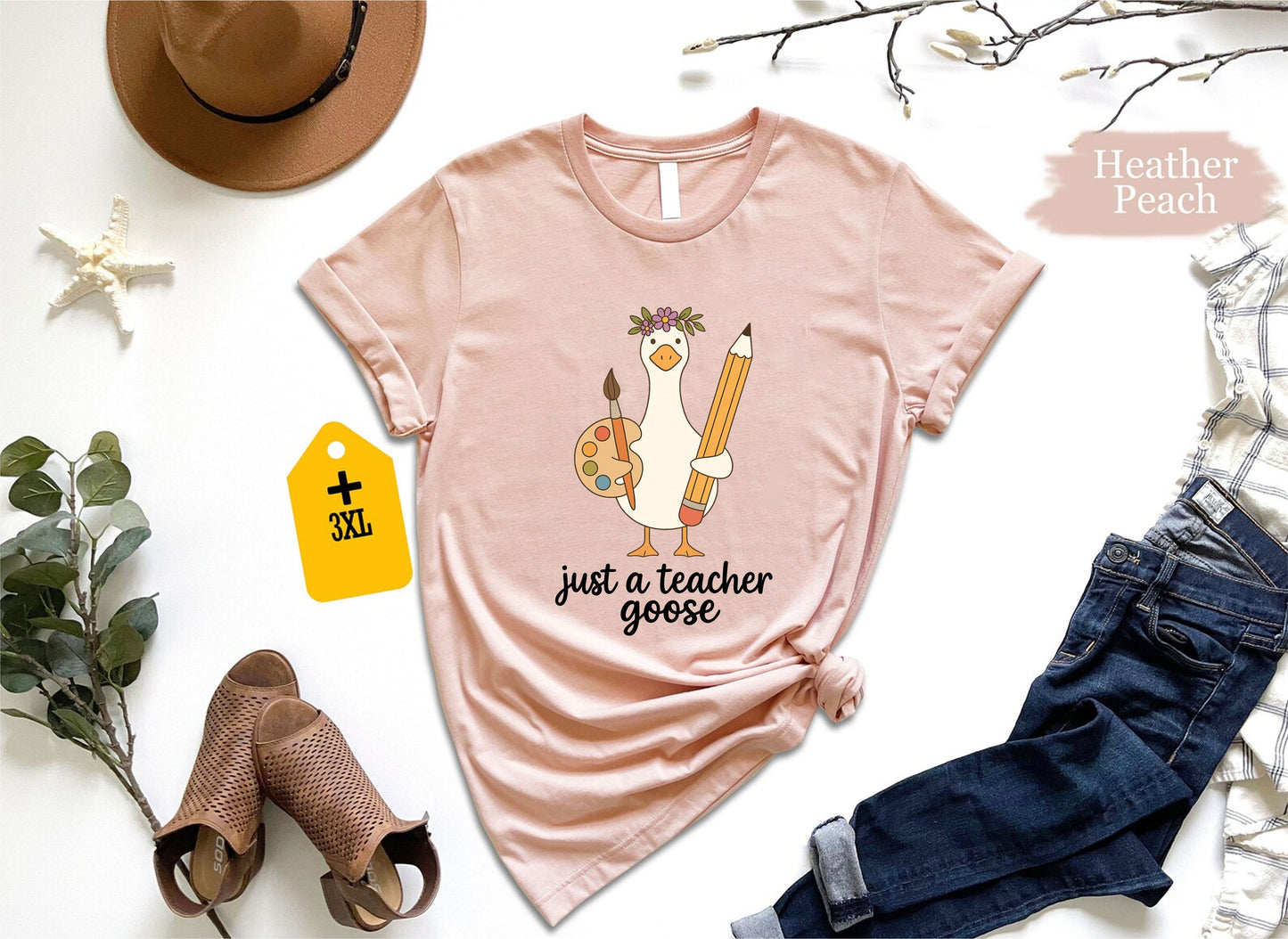 Just A Teacher Goose T-Shirt – Funny Kindergarten Teacher Shirt, Unisex Back To School Tee, Cute Goose Graphic, Teacher Appreciation Gift US 01