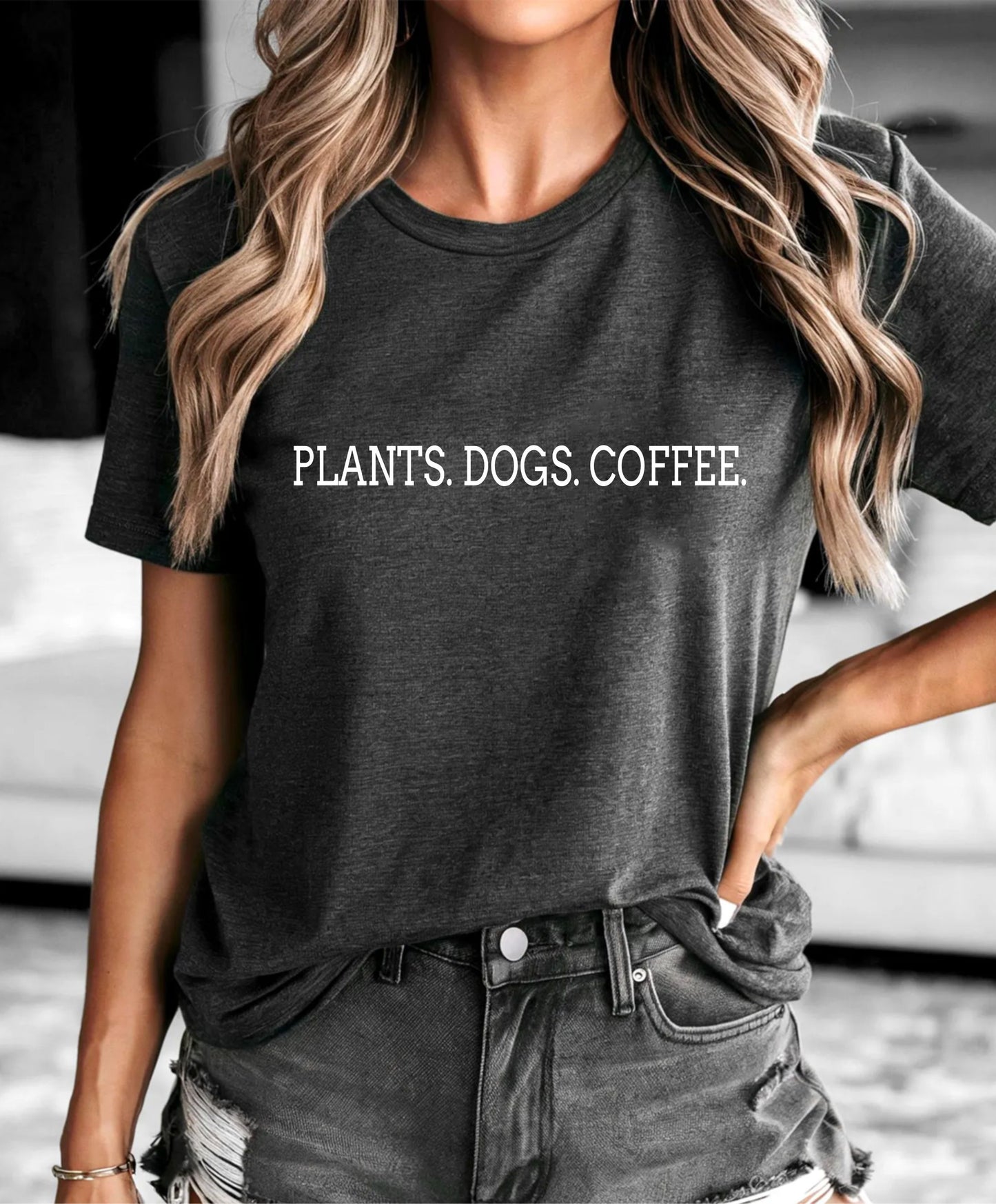 Plants Dog Coffee T-Shirt – Funny Plant Lover Dog Mom Tee, Coffee And Dogs Graphic Shirt Gift - 08 aug 2025