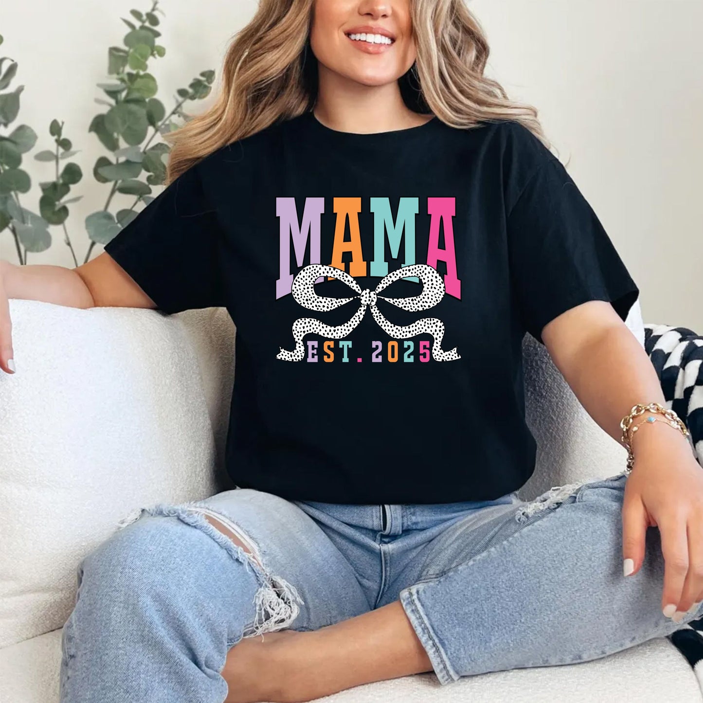 Mama Est. 2025 T-Shirt – New Mom Gift Tee, Pregnancy Announcement Shirt, First Time Mom Outfit, Cute Maternity Reveal Graphic Top US 03