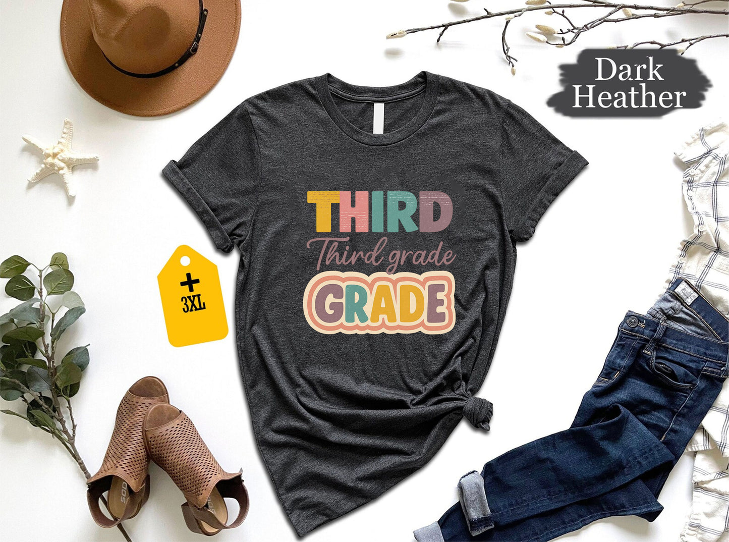Third Grade T-Shirt – Funny 3rd Grade Teacher Shirt, Back To School Tee, Unisex Classroom Gift, Cute Grade Level Team Graphic Top