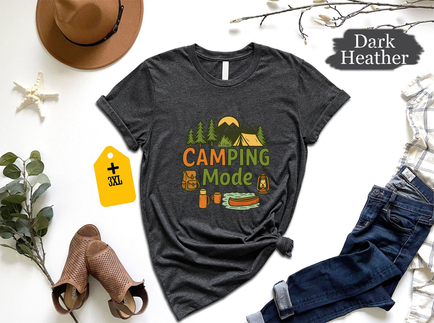 Camping Mode T-Shirt – Funny Outdoor Adventure Shirt, Camper Life Unisex Tee, Hiking Camping Gift, Nature Lover Forest Graphic Top