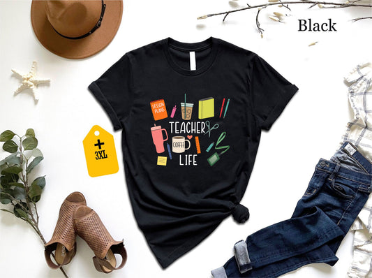 Teacher Life T-Shirt – Unisex Kindergarten Montessori Shirt, Cute School Teacher Graphic Tee, Back To School Educator Gift Top