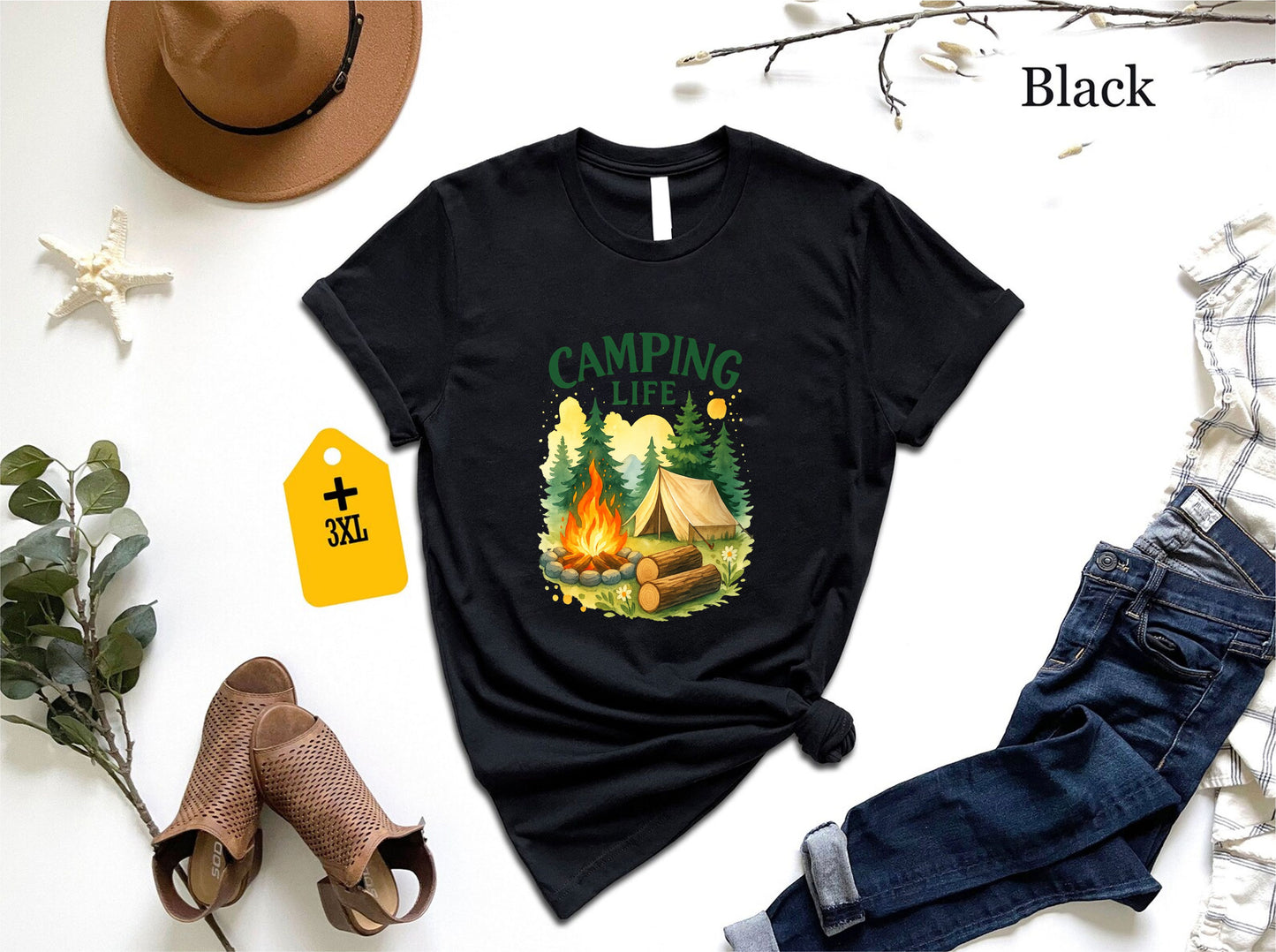 Camping Life T-Shirt – Funny Outdoor Adventure Tee, Camper Lifestyle Shirt, Unisex Hiking Nature Gift, RV Camping Trip Graphic Top