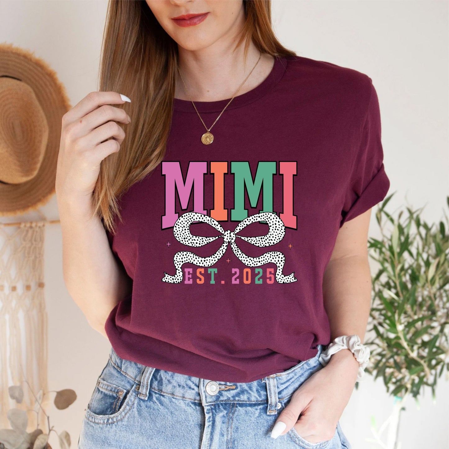 Mimi Est. 2025 T-Shirt – New Grandma Gift Tee, First Time Mimi Shirt, Baby Announcement Reveal Top, Cute Pregnancy Reveal Outfit, Unisex Family Tee US 03