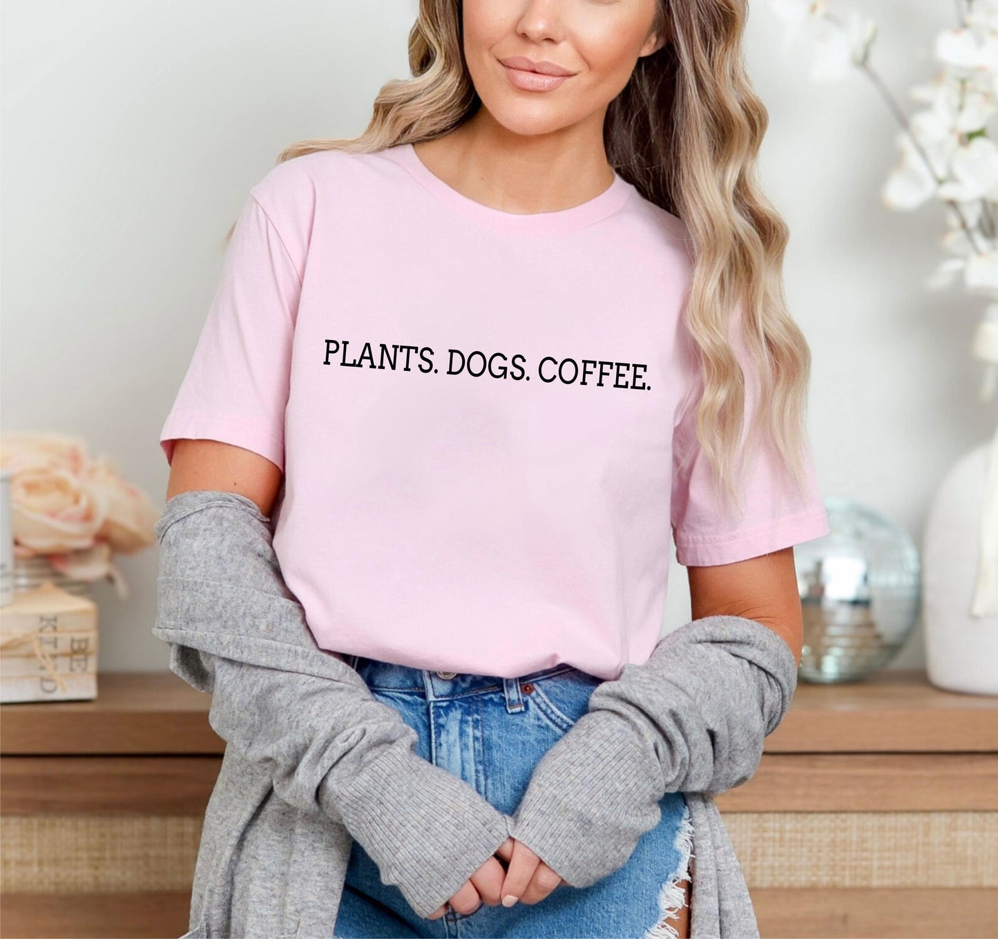 Plants Dog Coffee T-Shirt – Funny Plant Lover Dog Mom Tee, Coffee And Dogs Graphic Shirt Gift - 08 aug 2025