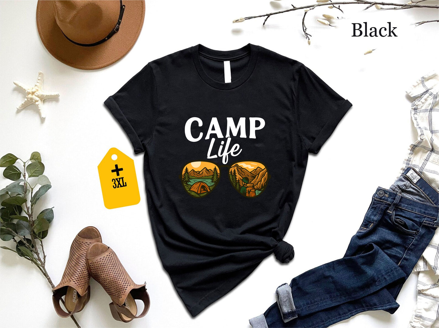 Camp Life T-Shirt – Retro Outdoor Adventure Tee, Funny Camper Gift Shirt, Unisex Hiking Nature Lover Top, Tent Camping Family Graphic