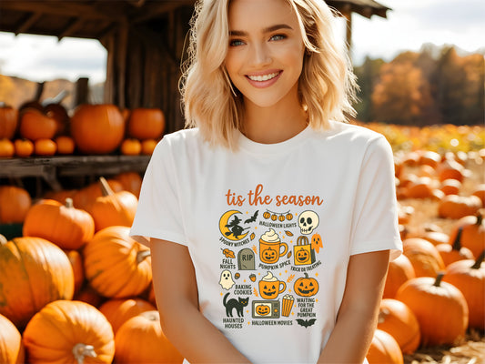 Tis The Season Halloween Shirt – Funny Spooky Season Tee, Cute Fall Ghost Graphic T-Shirt, Unisex October Outfit, Trick or Treat Party Top 29july