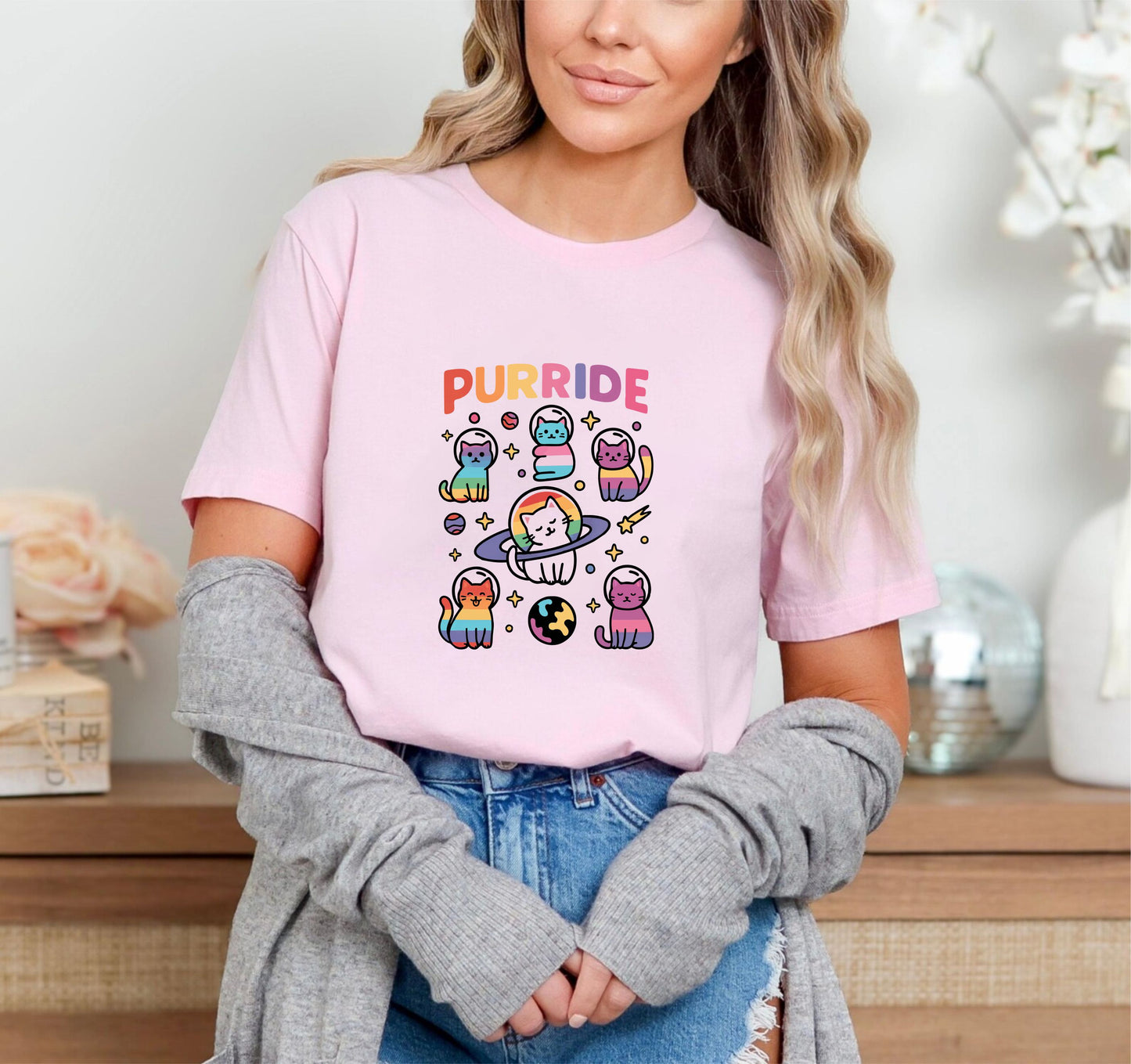 Purride T-Shirt | Cute Cat Pride Graphic Tee | LGBTQ+ Rainbow Cat Lover Shirt - 15 Aug 2025