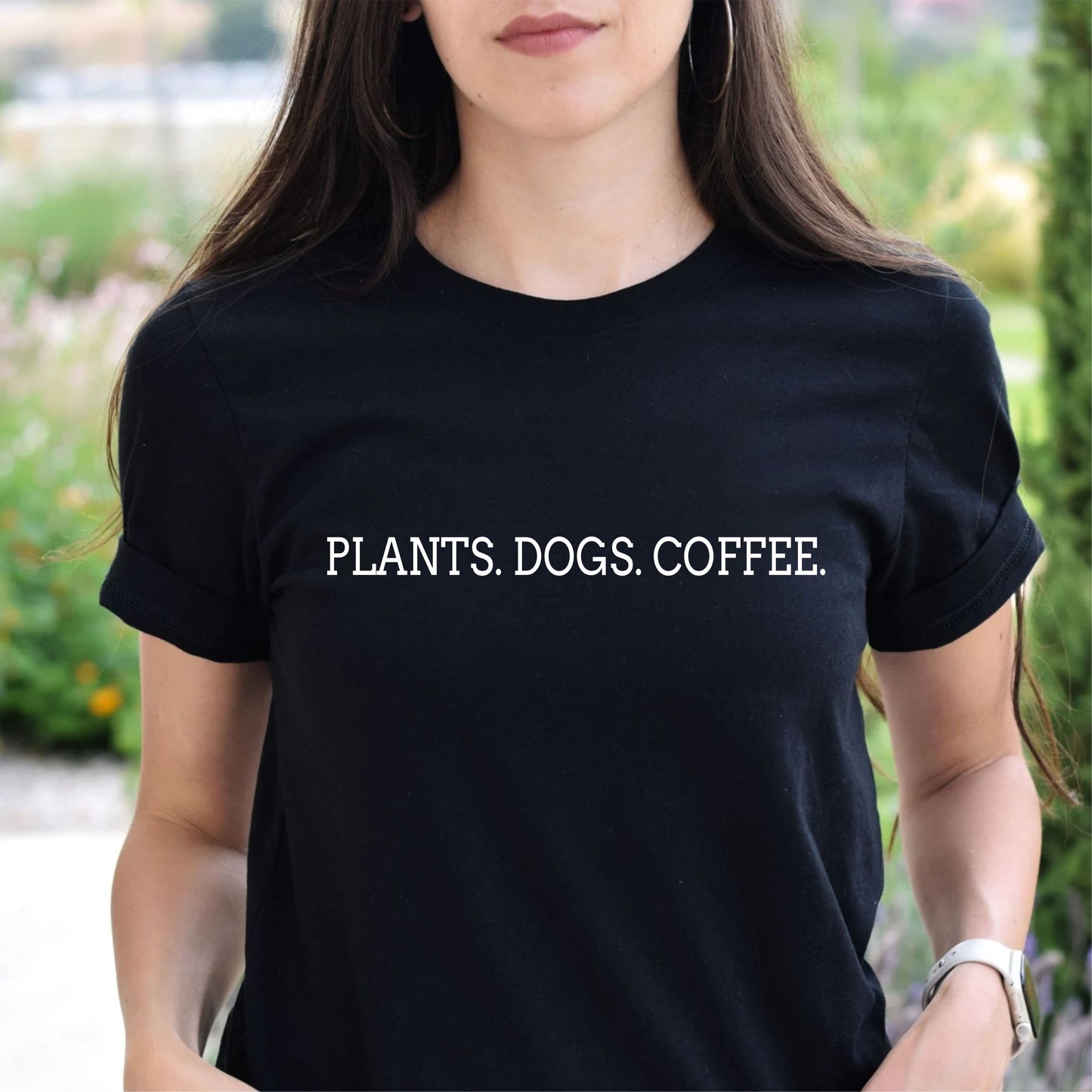 Plants Dog Coffee T-Shirt – Funny Plant Lover Dog Mom Tee, Coffee And Dogs Graphic Shirt Gift - 08 aug 2025
