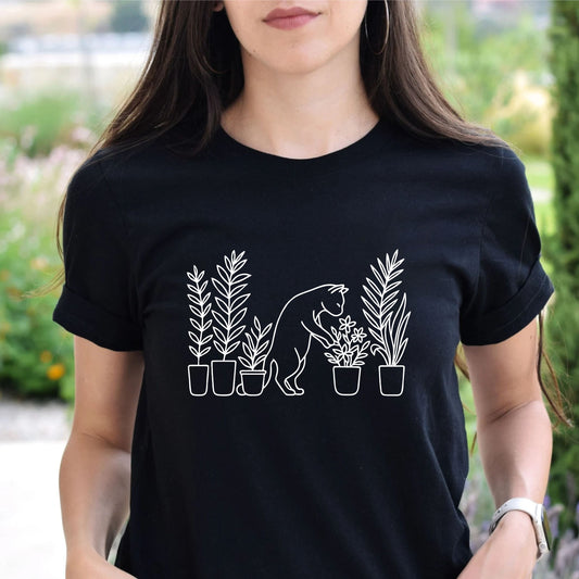 Plants and Cat T-Shirt | Cute Cat Lover Tee with Botanical Design | Gift for Plant Moms & Cat Owners - 08 aug 2025