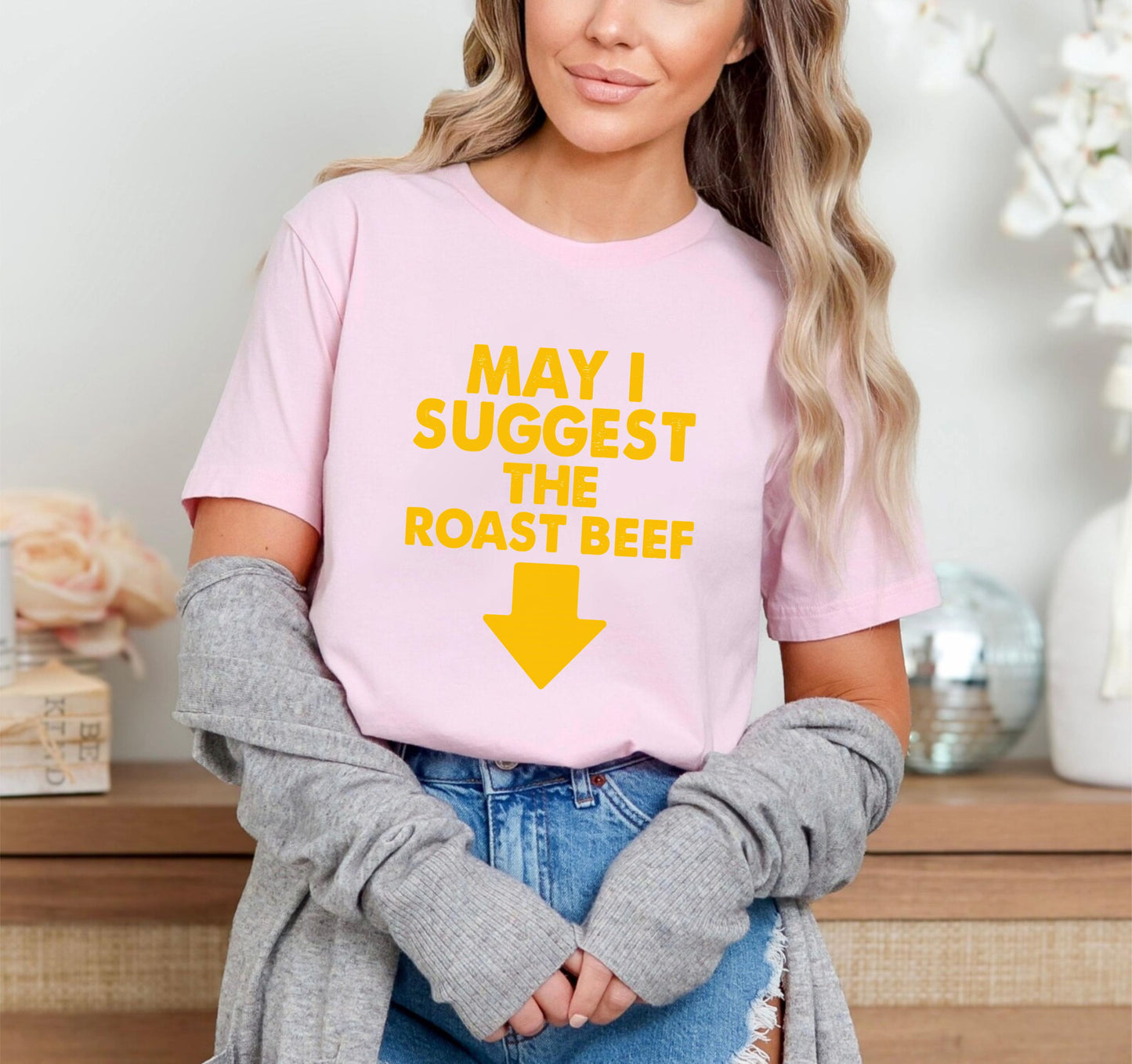 May I Suggest the Roast Beef T-Shirt – Funny Food Pun Graphic Tee, Sarcastic Humor Gag Gift Shirt for Men and Women