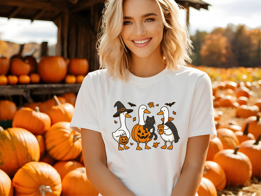 Halloween Goose Pumpkin Shirt – Funny Spooky Season Animal Tee, Cute Fall Goose Graphic with Pumpkin, Unisex October Outfit for Autumn Lovers - 29 july