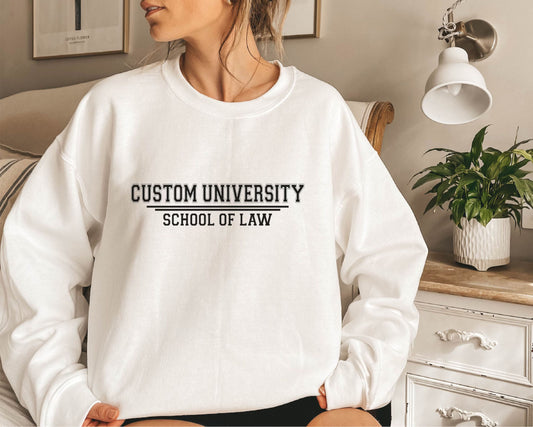 Custom University School of Law Sweatshirt, Custom College Letters Sweater, University College Gift, Custom University School Department