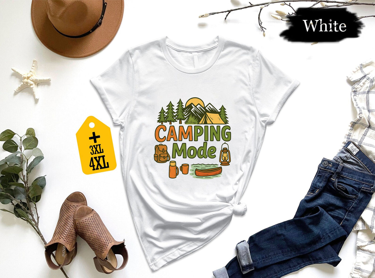 Camping Mode T-Shirt – Funny Outdoor Adventure Shirt, Camper Life Unisex Tee, Hiking Camping Gift, Nature Lover Forest Graphic Top