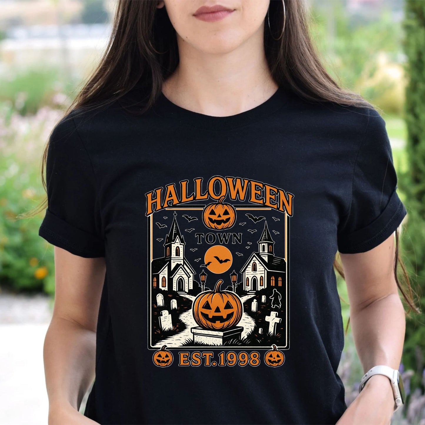 Halloween Town EST 1998 T-Shirt | Retro Spooky Season Tee | Vintage October Fall Graphic Shirt - 08 aug 2025