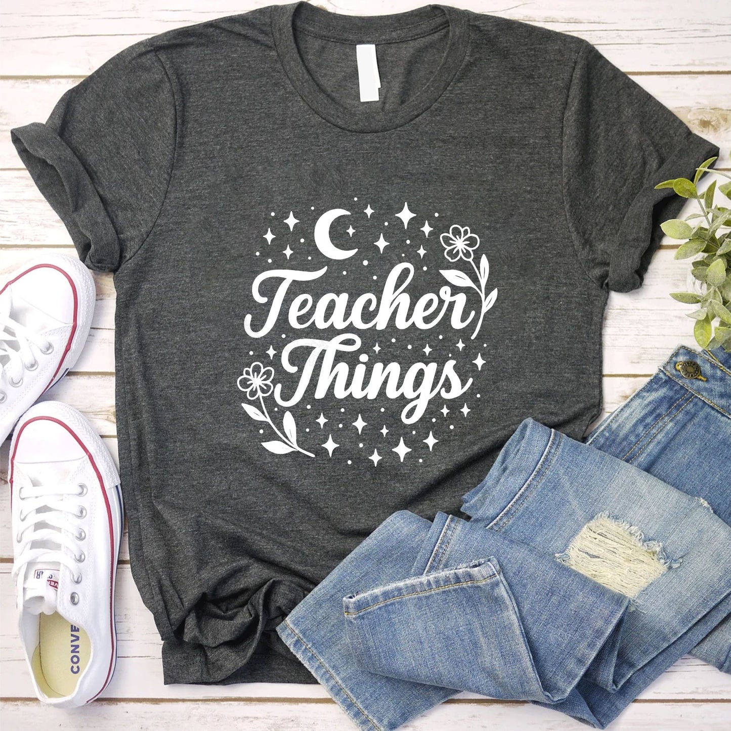 Teacher Things T-Shirt – Back To School Unisex Tee, Funny Best Teacher Gift, Mom Kindergarten Montessori Shirt, Teaching Life Graphic US 01