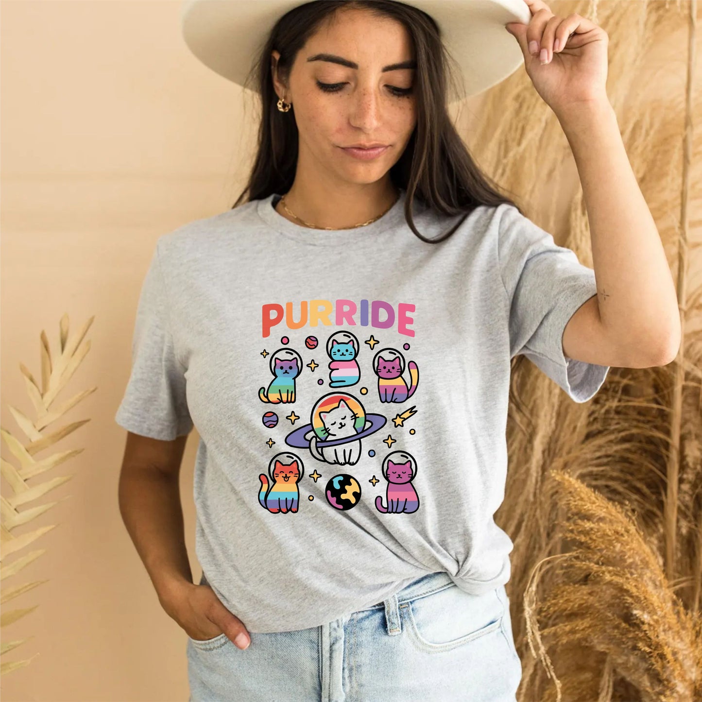 Purride T-Shirt | Cute Cat Pride Graphic Tee | LGBTQ+ Rainbow Cat Lover Shirt - 15 Aug 2025