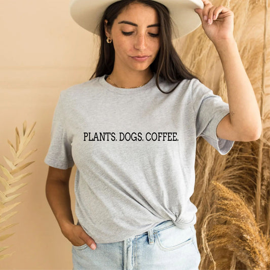 Plants Dog Coffee T-Shirt – Funny Plant Lover Dog Mom Tee, Coffee And Dogs Graphic Shirt Gift - 08 aug 2025