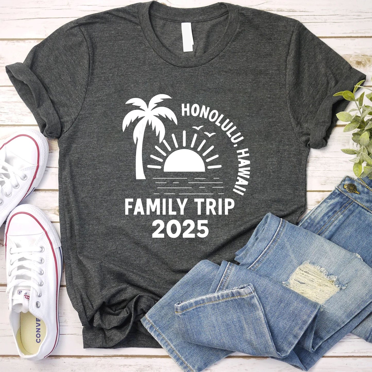 Honolulu Hawaii Family Trip 2025 T-Shirt – Custom Vacation Shirt, Matching Group Travel Tee, Tropical Beach Outfit, Unisex Island Holiday Top