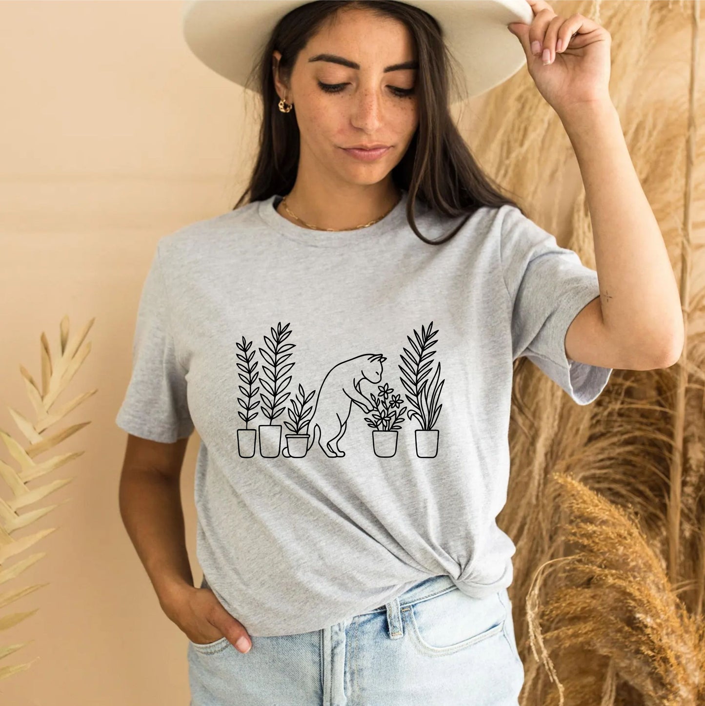 Plants and Cat T-Shirt | Cute Cat Lover Tee with Botanical Design | Gift for Plant Moms & Cat Owners - 08 aug 2025