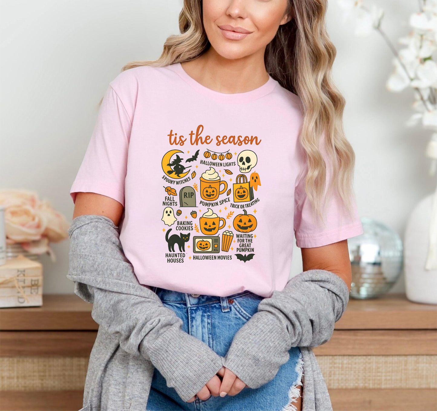 Tis The Season Halloween Shirt – Funny Spooky Season Tee, Cute Fall Ghost Graphic T-Shirt, Unisex October Outfit, Trick or Treat Party Top 29july