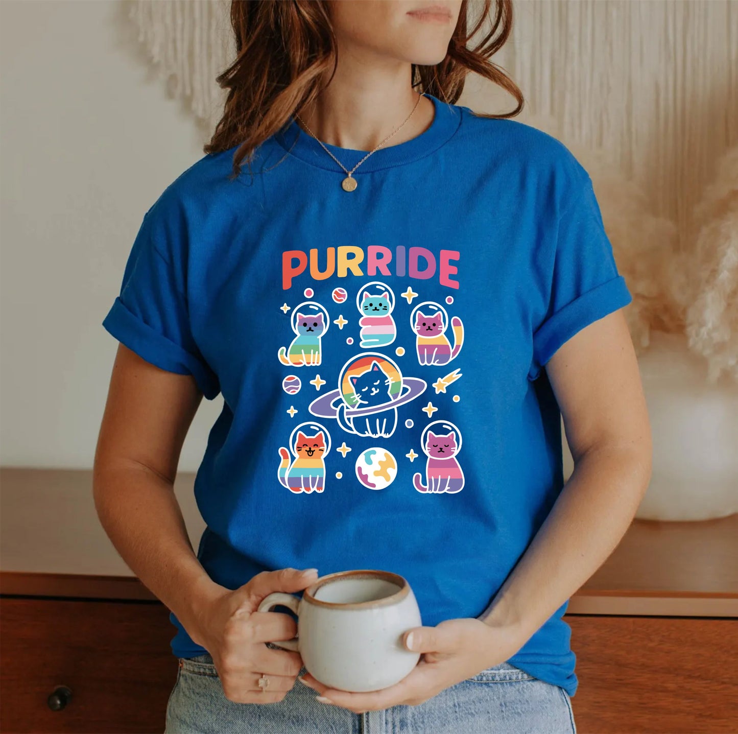 Purride T-Shirt | Cute Cat Pride Graphic Tee | LGBTQ+ Rainbow Cat Lover Shirt - 15 Aug 2025
