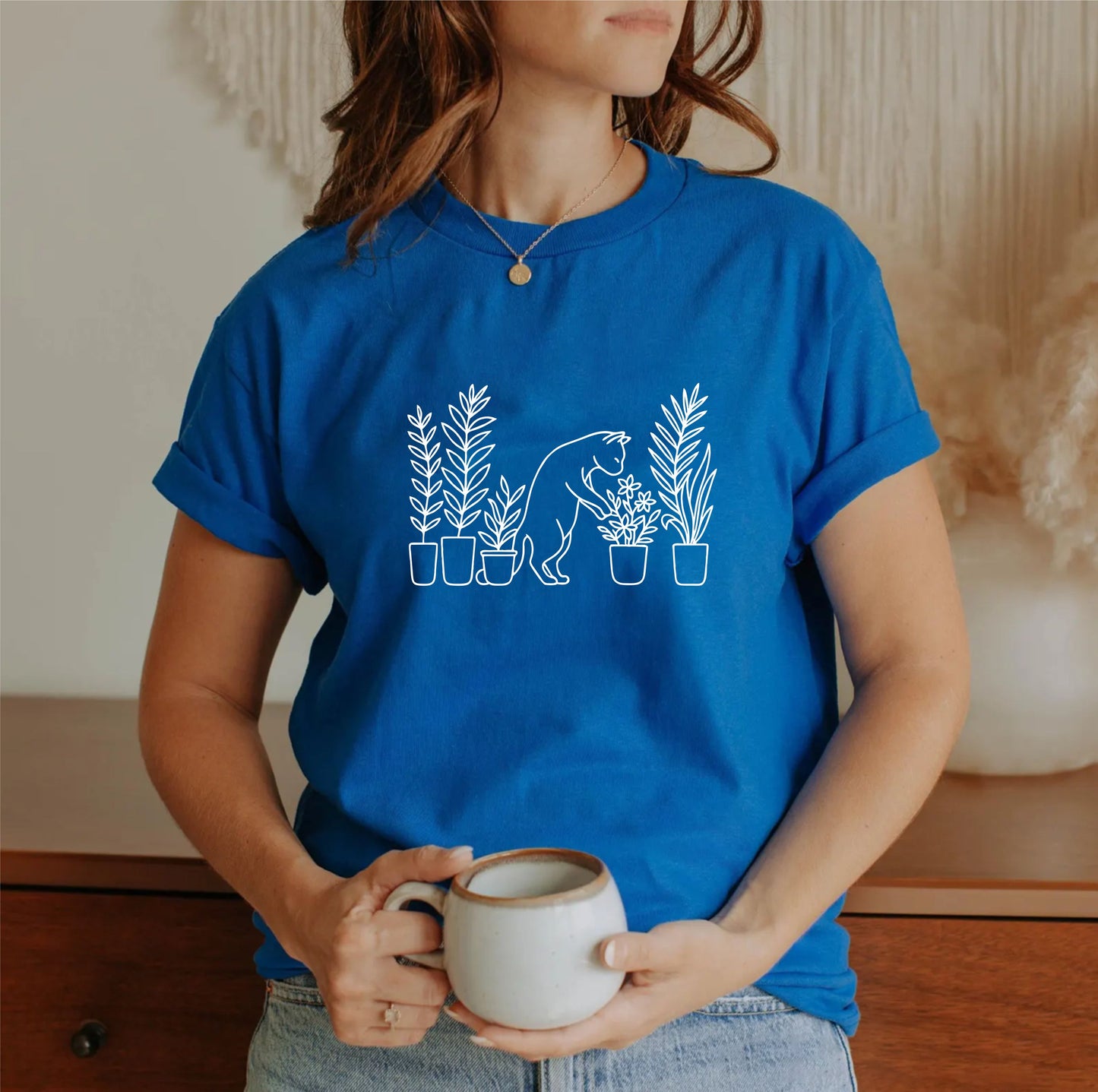 Plants and Cat T-Shirt | Cute Cat Lover Tee with Botanical Design | Gift for Plant Moms & Cat Owners - 08 aug 2025