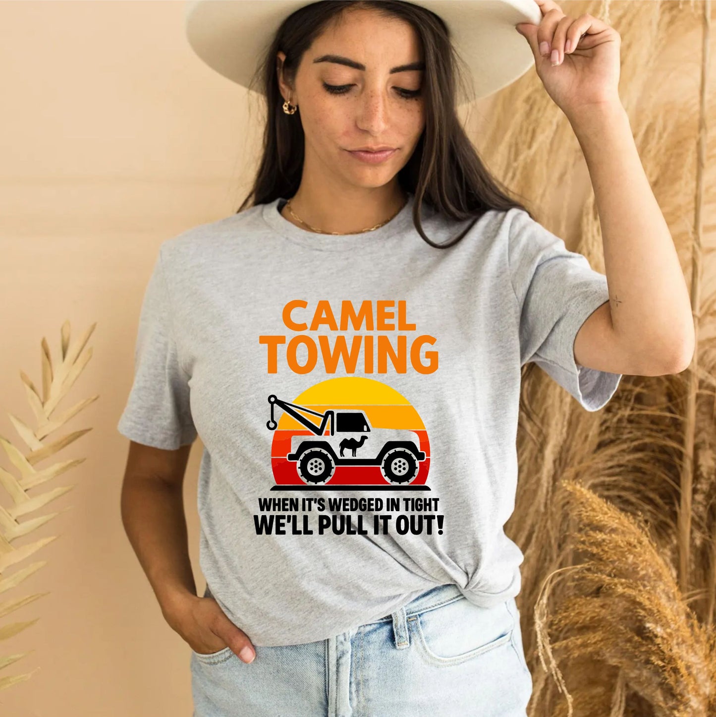 Camel Towing T-Shirt – Funny Adult Humor Tow Truck Parody Tee, Sarcastic Gag Gift Shirt for Men and Women - 29 July