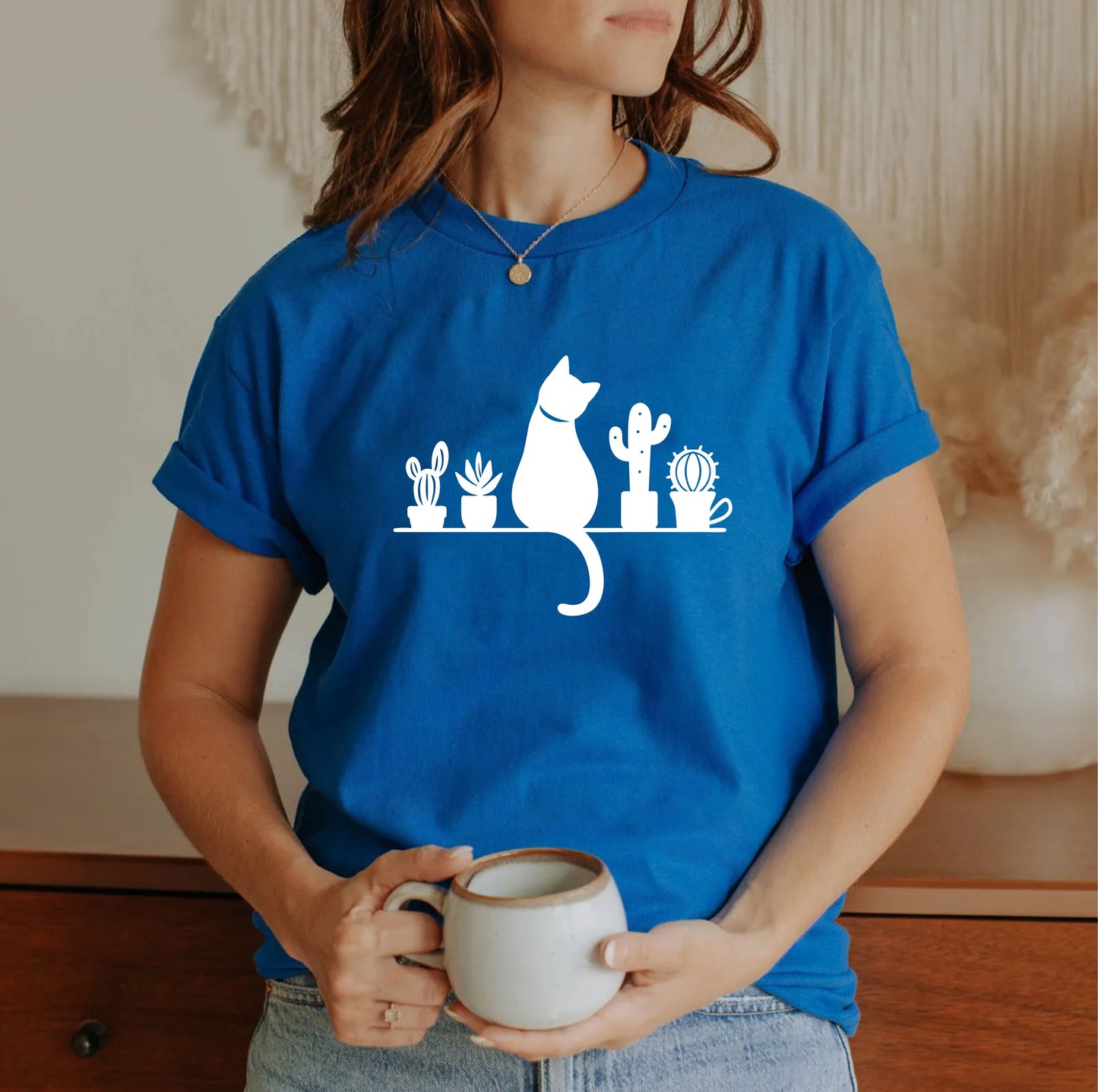 Cat And Plants T-Shirt – Cute Feline And Houseplants Graphic Tee, Botanical Cat Lover Gift Shirt - 08 aug 2025