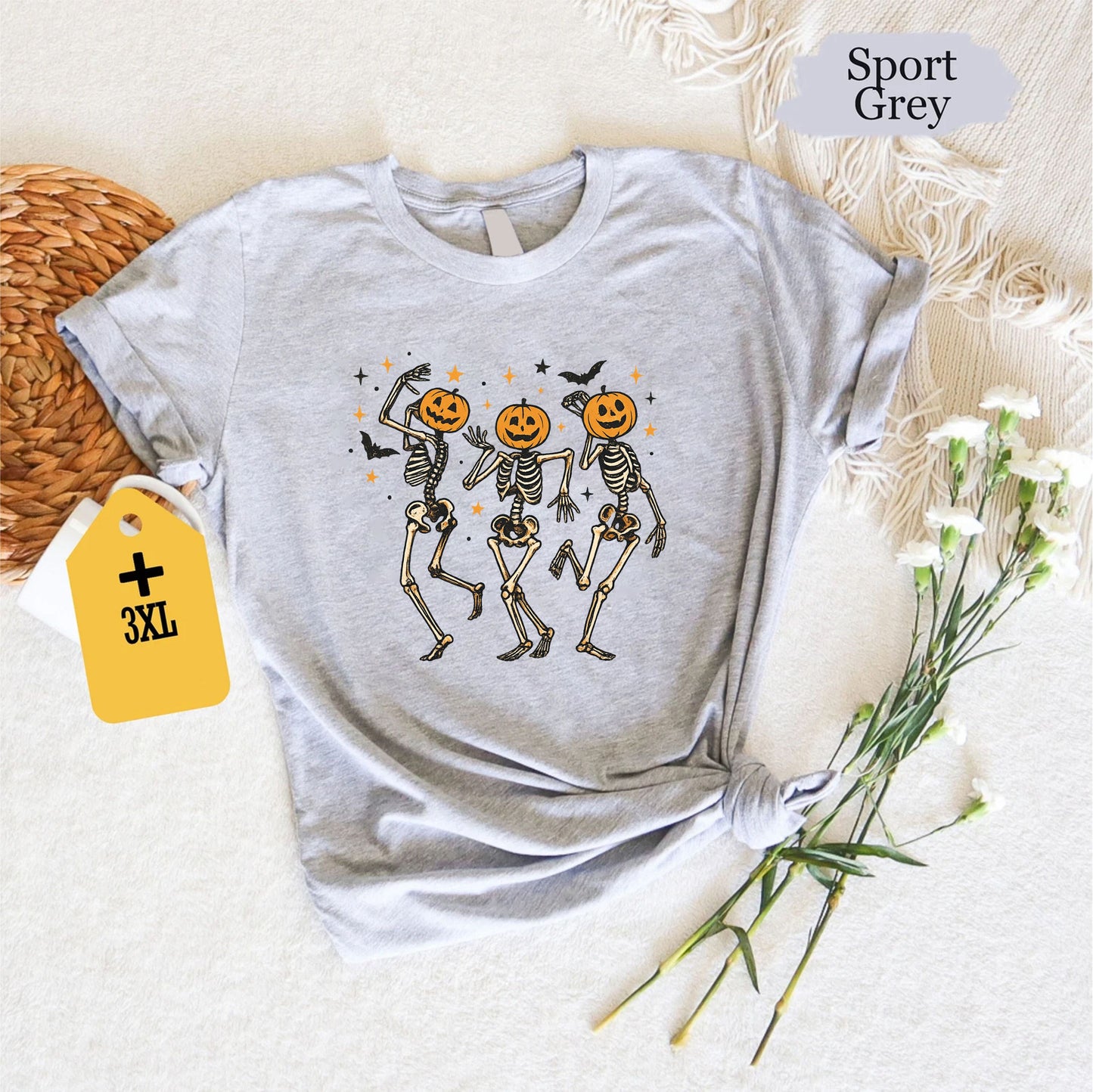 Unisex Halloween Skeleton Dance T-Shirt, Spooky Fall Ghost Shirt With Pumpkin, Cozy Season Scary Tee, Cute Skeleton Costume Top