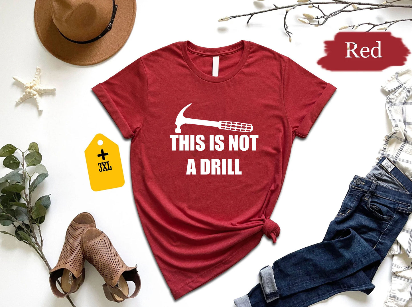 This Is Not A Drill T-Shirt, Funny Plumber Gift Tee, Worker Dad Shirt With Hammer, Handyman Workwear Tee, Hardworking Man Gift Shirt 130725