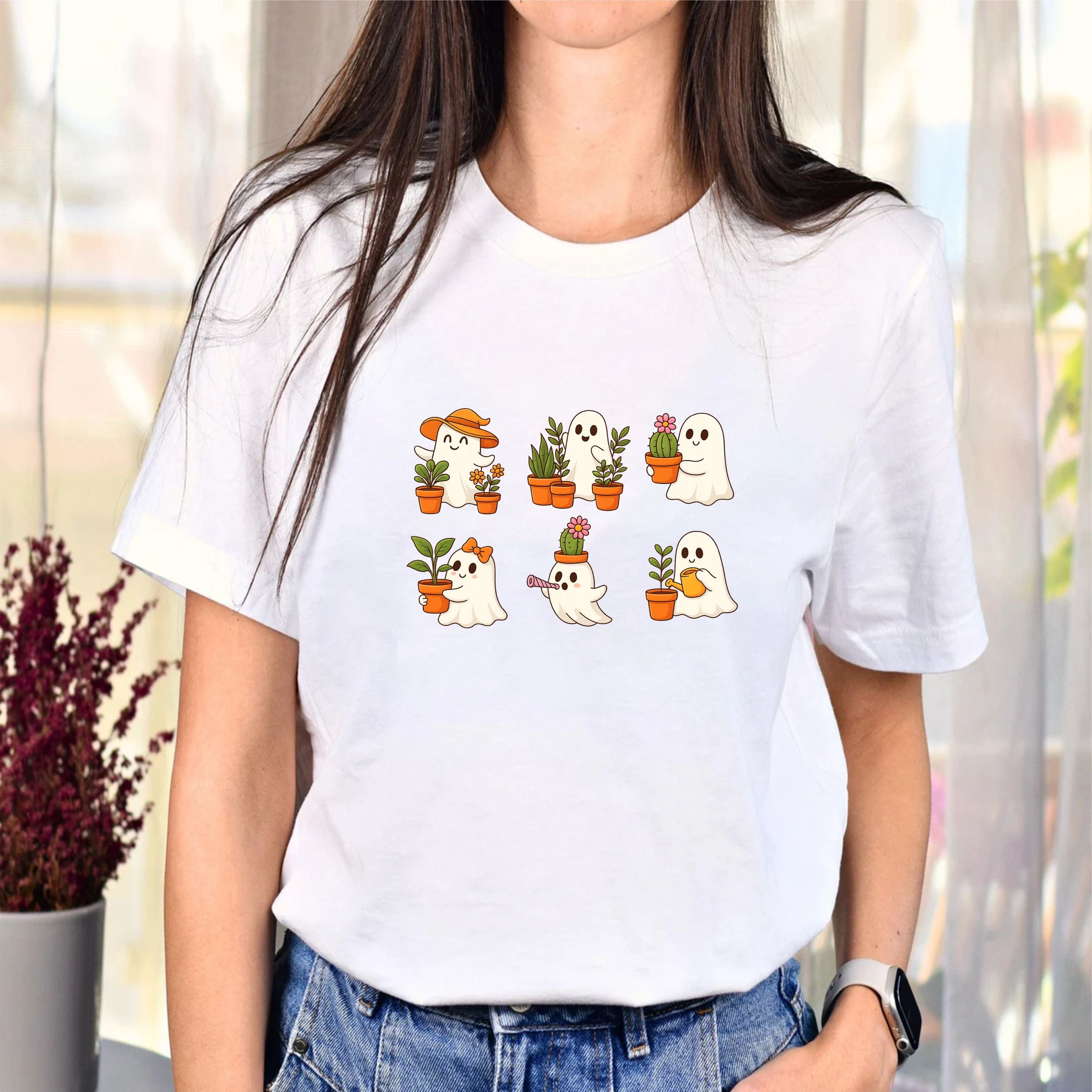 Boo Plants T-Shirt | Cute Ghost Plant Lover Tee | Spooky Botanical Halloween Shirt - 15 Aug 2025
