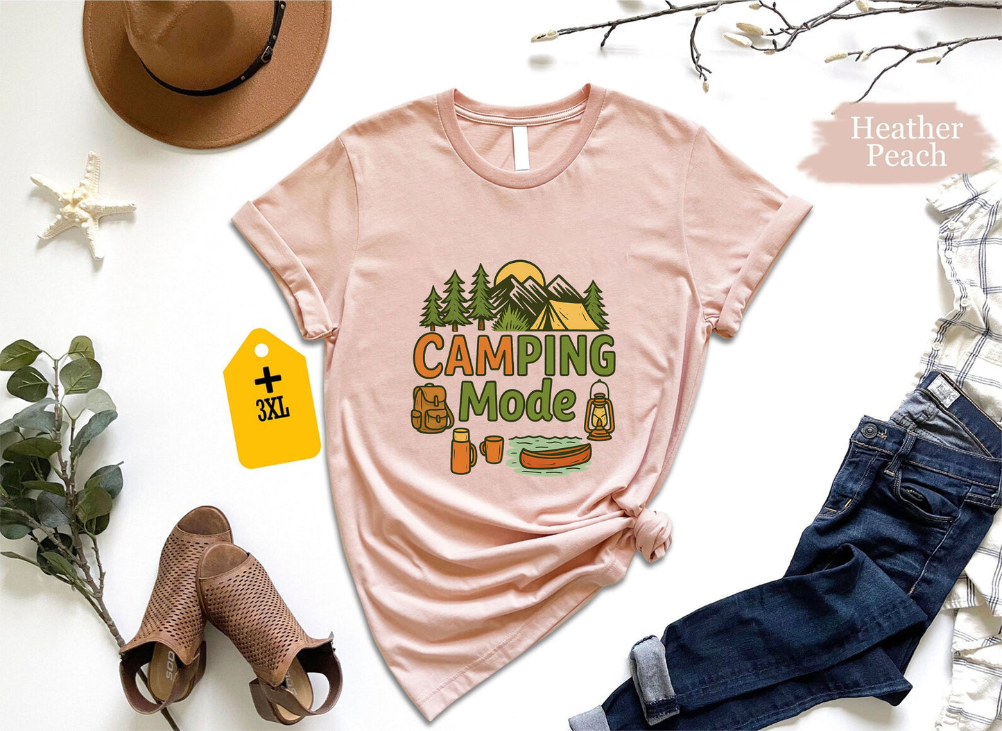 Camping Mode T-Shirt – Funny Outdoor Adventure Shirt, Camper Life Unisex Tee, Hiking Camping Gift, Nature Lover Forest Graphic Top