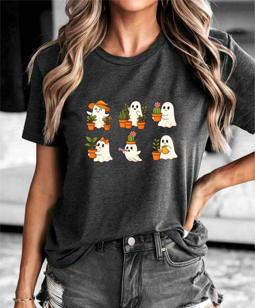 Boo Plants T-Shirt | Cute Ghost Plant Lover Tee | Spooky Botanical Halloween Shirt - 15 Aug 2025