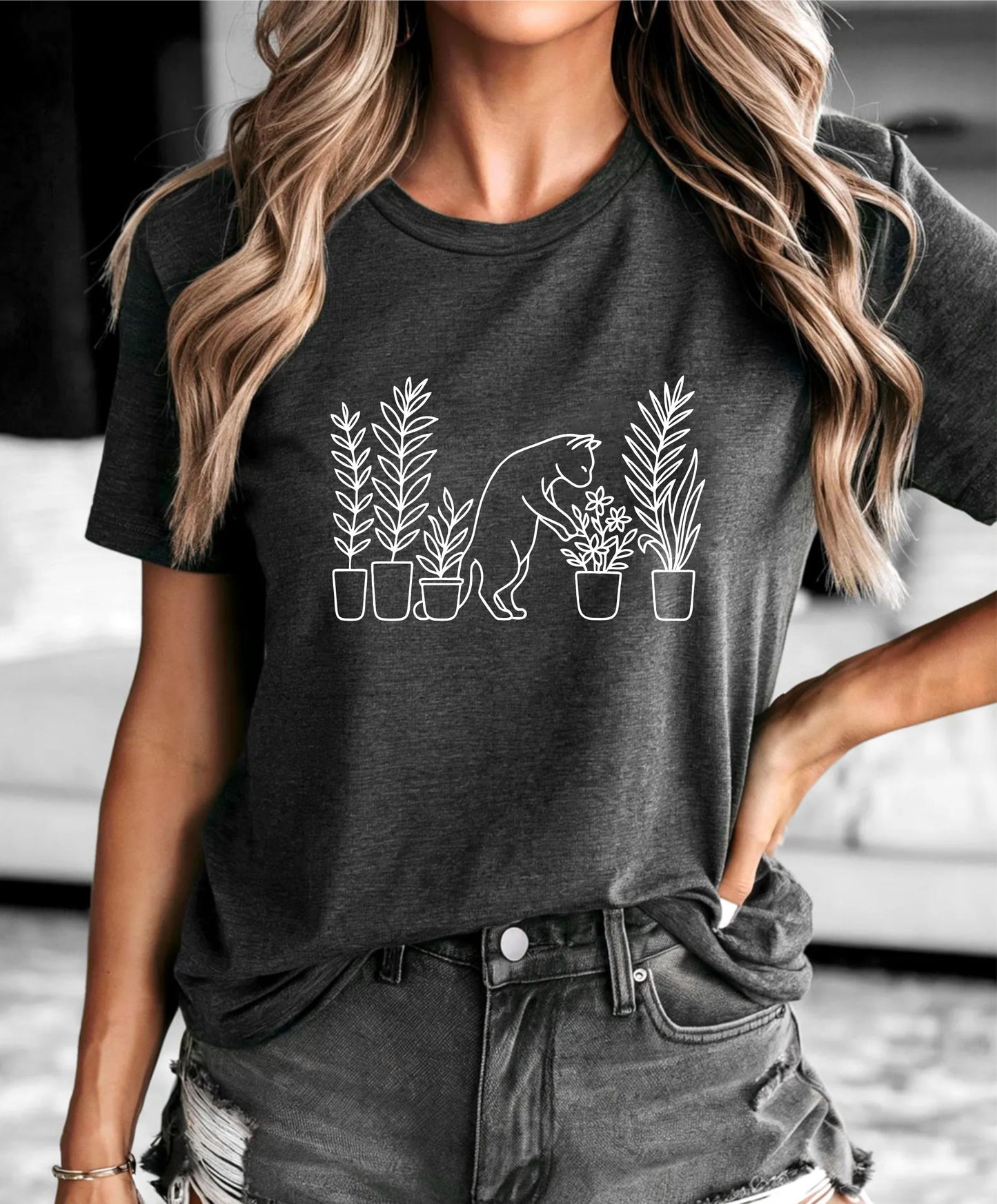 Plants and Cat T-Shirt | Cute Cat Lover Tee with Botanical Design | Gift for Plant Moms & Cat Owners - 08 aug 2025