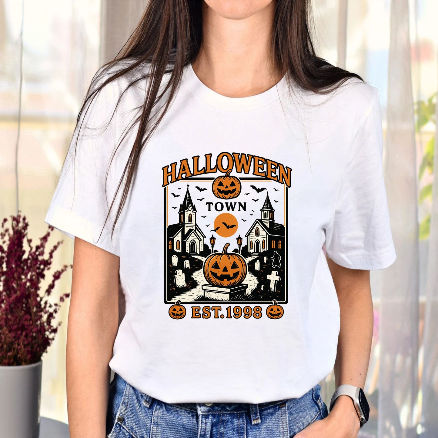 Halloween Town EST 1998 T-Shirt | Retro Spooky Season Tee | Vintage October Fall Graphic Shirt - 08 aug 2025
