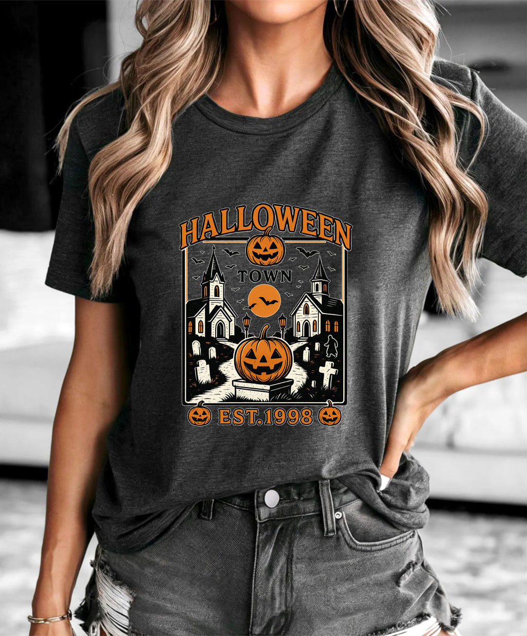 Halloween Town EST 1998 T-Shirt | Retro Spooky Season Tee | Vintage October Fall Graphic Shirt - 08 aug 2025