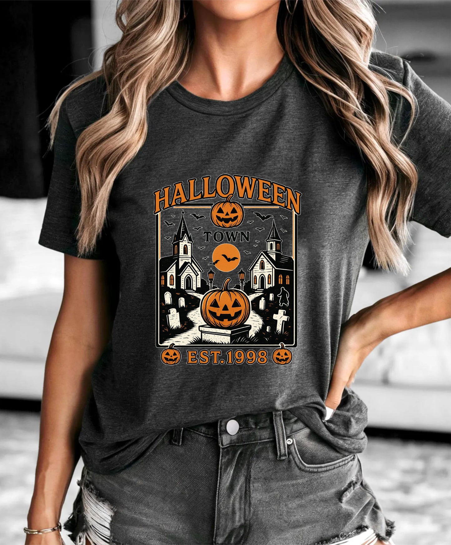 Halloween Town EST 1998 T-Shirt | Retro Spooky Season Tee | Vintage October Fall Graphic Shirt - 08 aug 2025