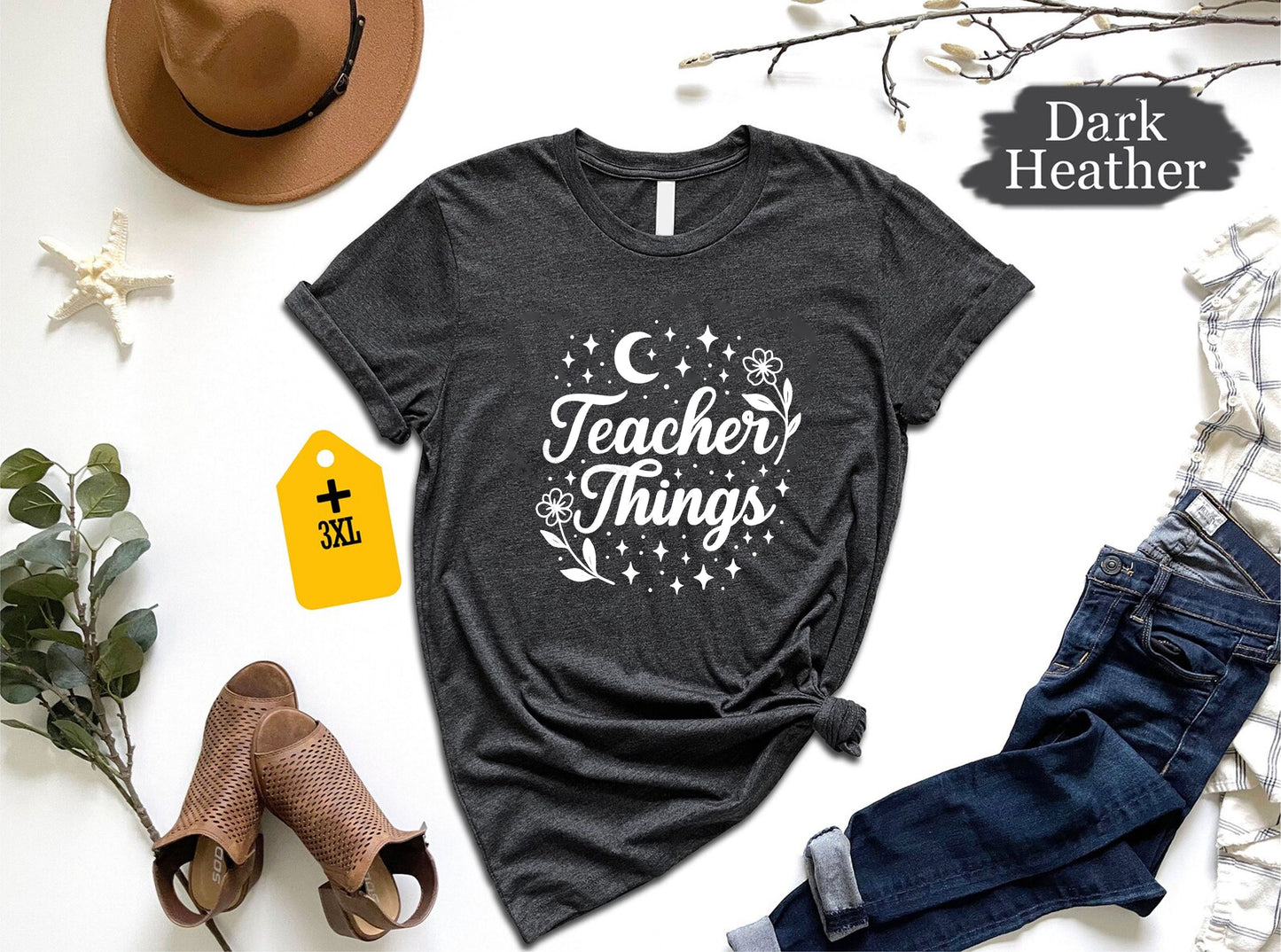 Teacher Things T-Shirt – Back To School Unisex Tee, Funny Best Teacher Gift, Mom Kindergarten Montessori Shirt, Teaching Life Graphic US 01