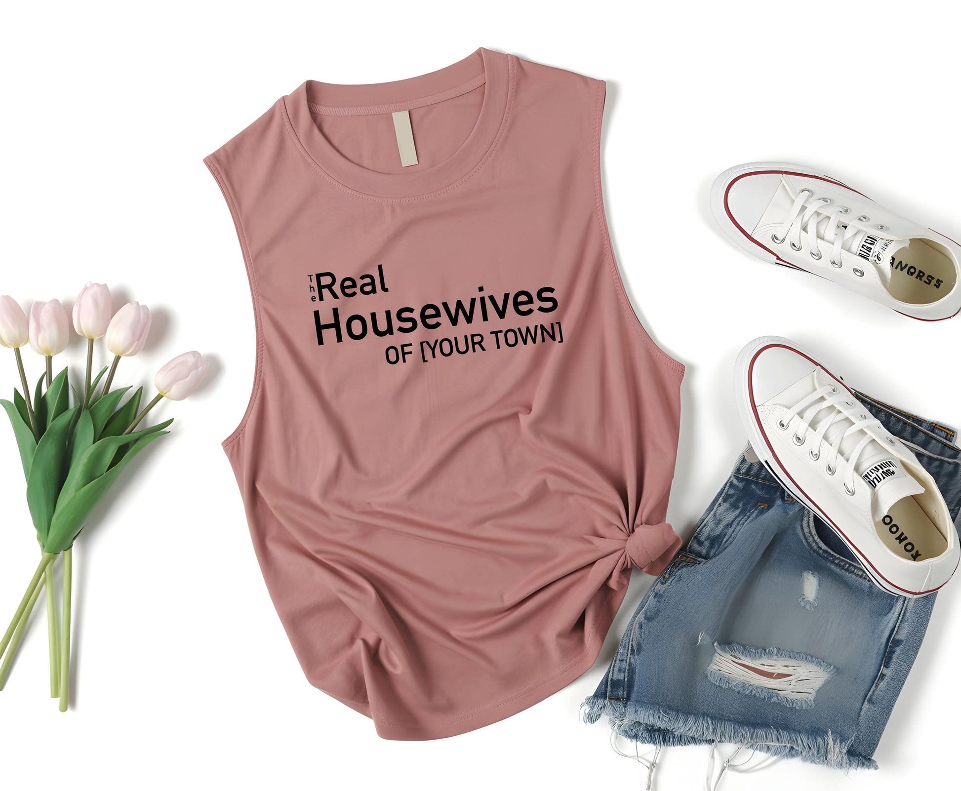 The Real Housewives Of Custom Town Tank Top, Personalized Funny Shirt For Women, Bachelorette Party Tee, Custom Girls Trip Matching Tank Top